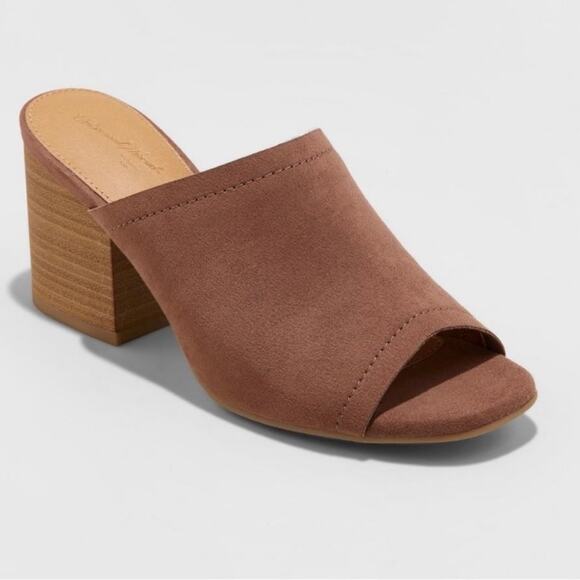 Universal Thread Norelle Microsuede Stacked Open Toe Mules Heel Size 6.5 - Picture 1 of 7